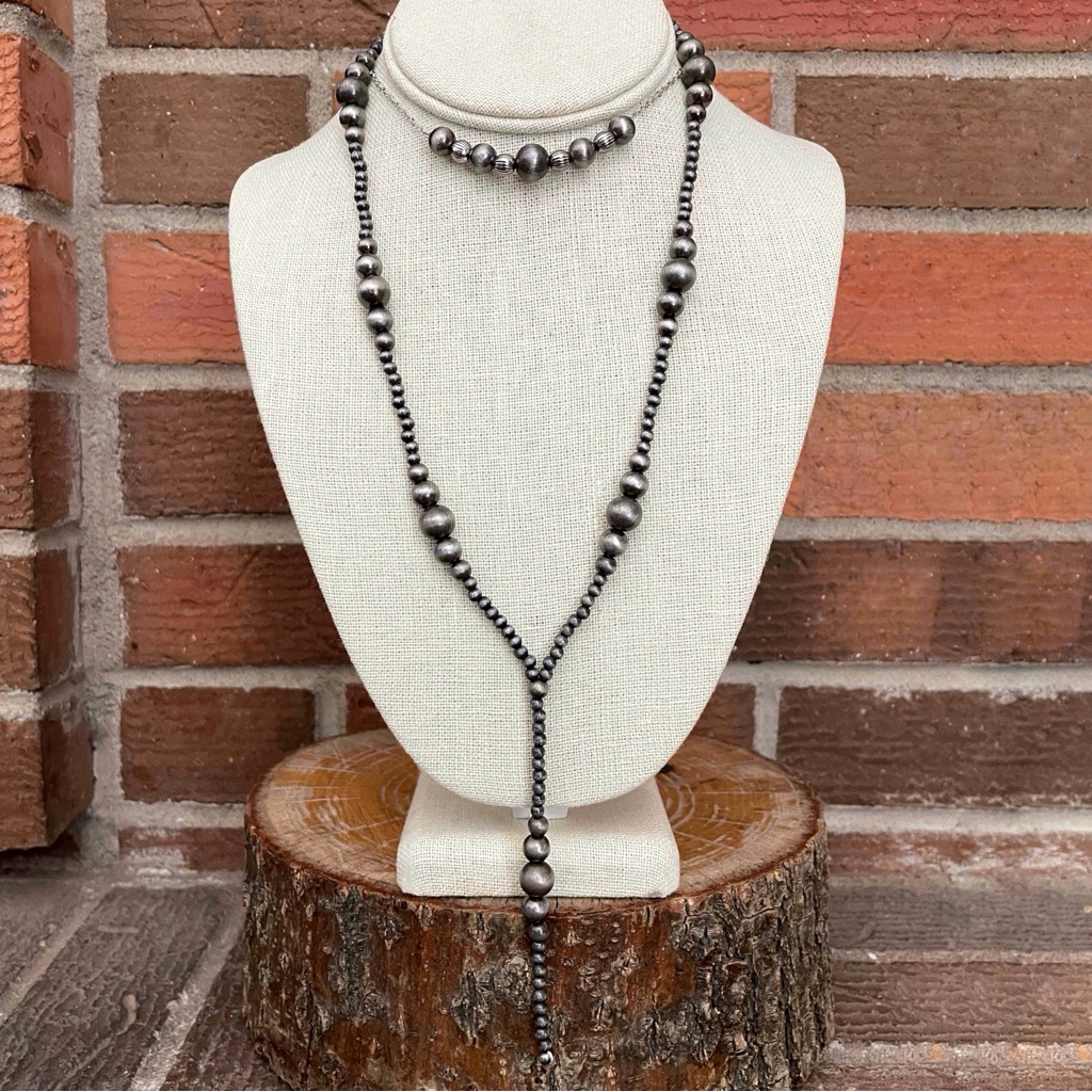 Navajo Style Pearl Lariat And Choker Necklace Set 29$